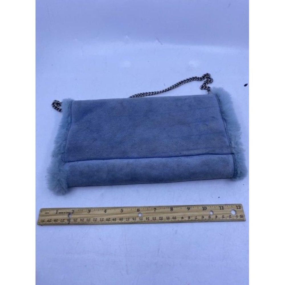 Ugg Australia Unique Hand Warmer Purse Blue Suede Shoulder Bag - Picture 3 of 6